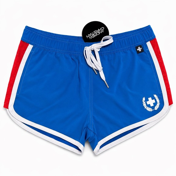 Andrew Christian S (28-31) Mens Blue Retro Swim Shorts Athletic Trunks 70108 NWT - Picture 4 of 10